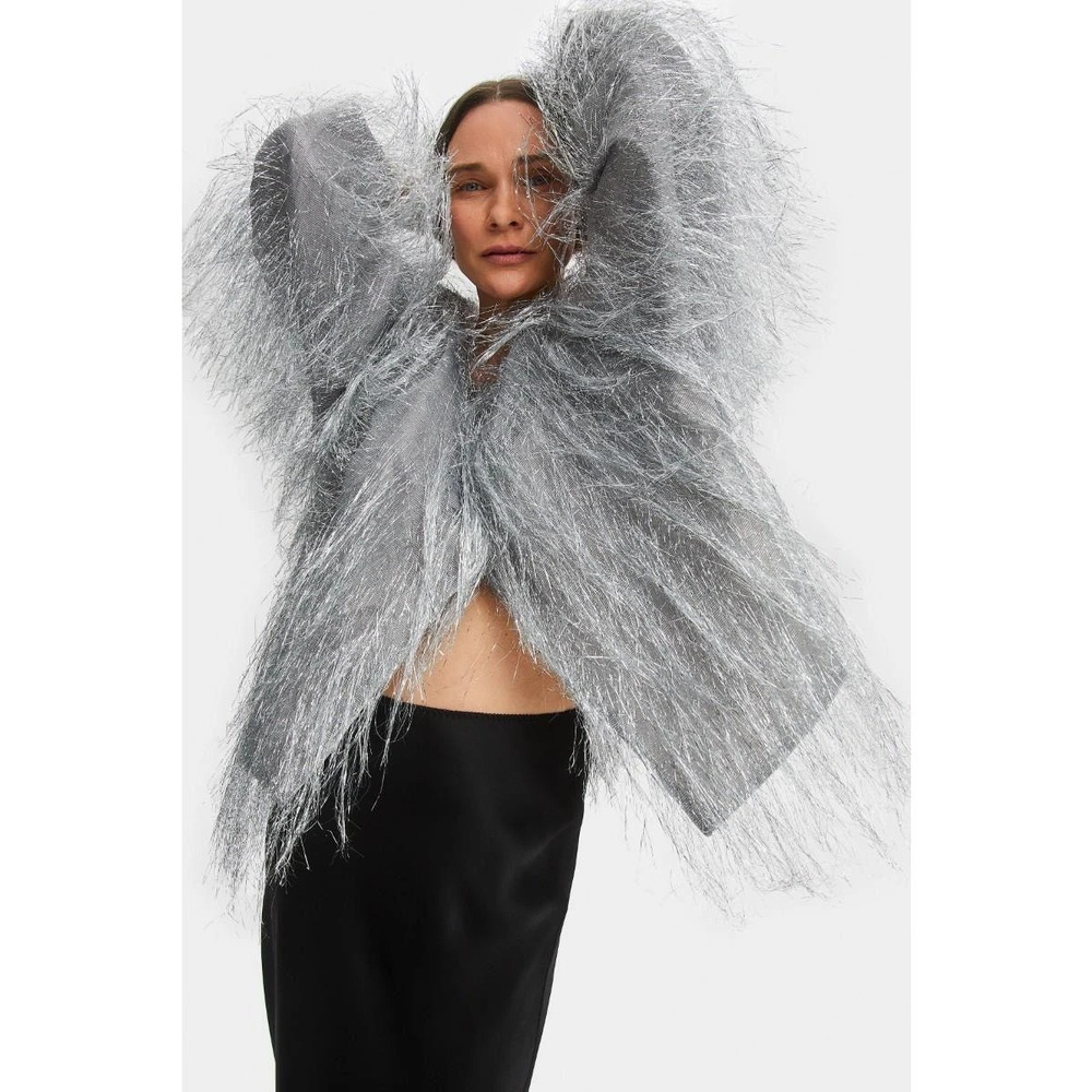 NWT Sleeper Disco Metallic Fringe Jacket Silver